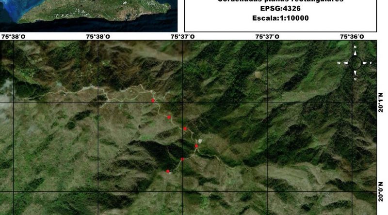 Puntos de conteo de Tordo de Bicknell (Catharus bicknelli ) ubicados en el Paisaje Natural Protegido Gran Piedra del 17 al 21 de enero del 2022